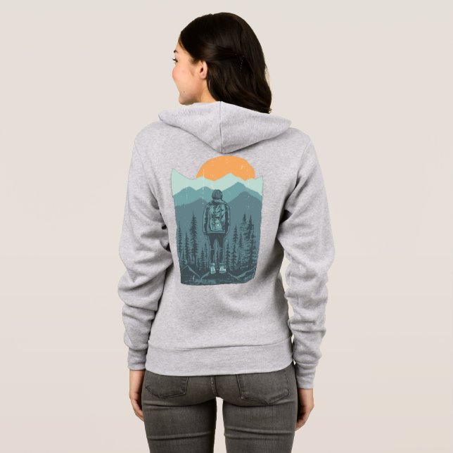 Mountain Forest Sunset Rucksack Woman Hoodie (Schwarz voll)