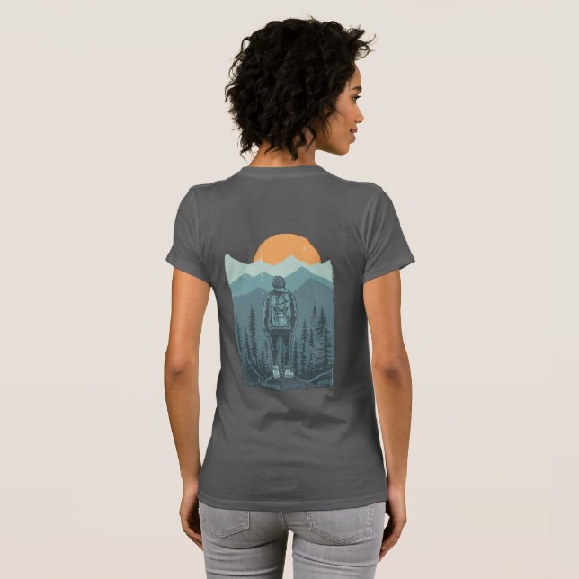 Mountain Forest Sunset Rucksack Woman T-Shirt (Schwarz voll)
