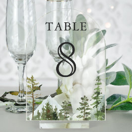 Mountain Forest Trees Wedding Acrylic Table Number Acryleinladungen