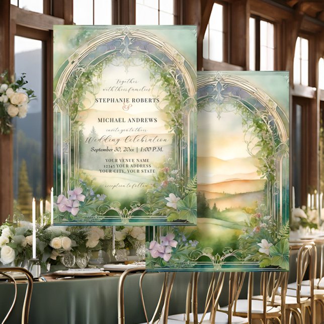 Mountain Forest Woodland Fantasy Elegante Hochzeit Einladung (Von Creator hochgeladen)