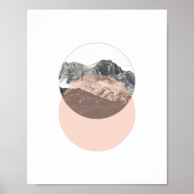Mountain Foto Poster | Minimale rosa Kunst (Vorne)