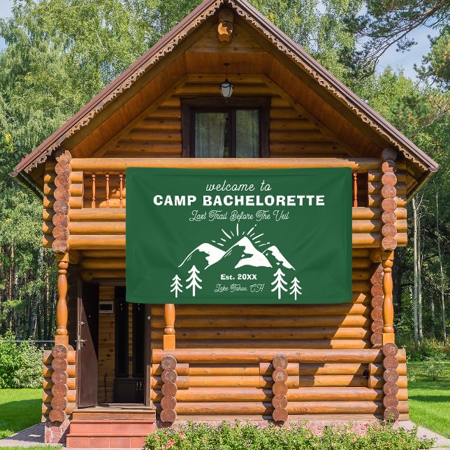 Mountain Green White Camp Bachelorette Willkommen Banner (Mountains Green White Camp Bachelorette Welcome Banner
)