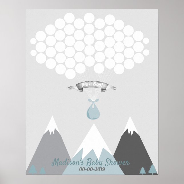 Mountain Guest Book Page Alternative Rustic Gray Poster (Vorne)