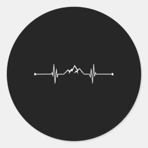 Mountain Heartbeat Grafik Wandern Reisen Athletik Runder Aufkleber