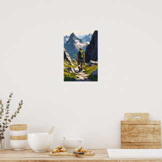 Mountain Hiker Abenteuer Kunst Poster