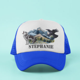 Mountain Imitats Patches Wolf Raven Personalisiert Truckerkappe