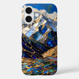 Mountain iPhone Hülle Blau Gold Buntglas Lands
