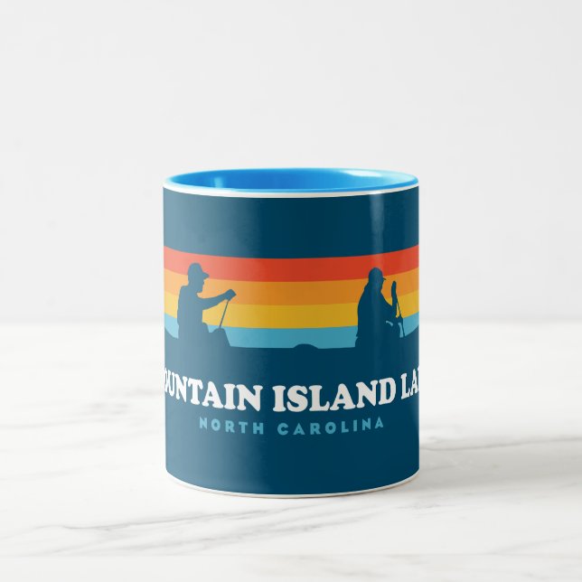 Mountain Island Lake North Carolina Canoe Zweifarbige Tasse (Mittel)