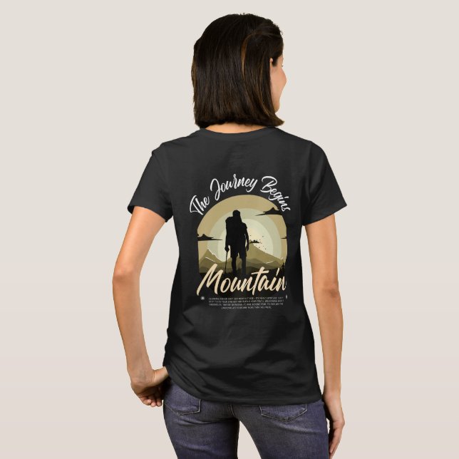 Mountain Journey T-Shirt – Adventure Begins Hiking (Schwarz voll)