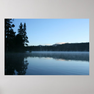 Mountain Lake, Dawn, Mist Poster