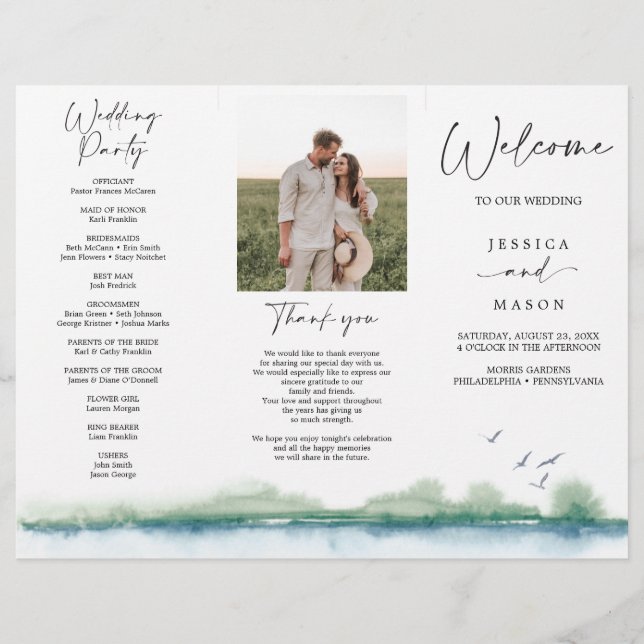 Mountain Lake Dreifaltiges Hochzeitsprogramm (Vorne)