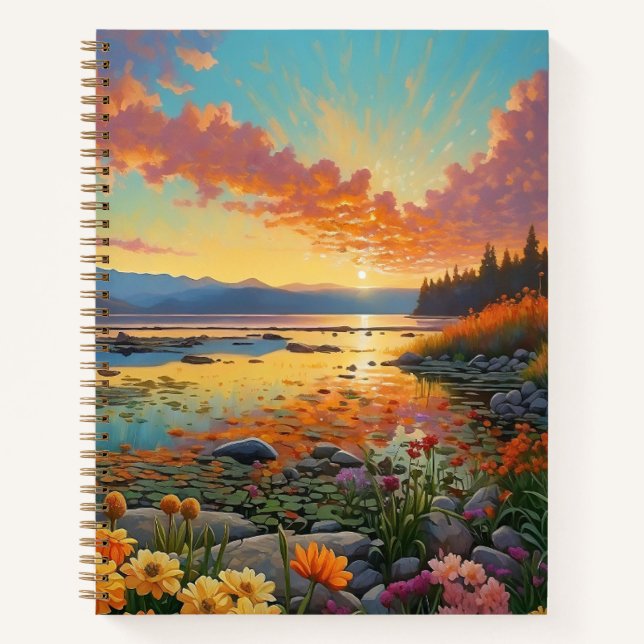 Mountain Lake Flowers Art Notizbuch (Vorderseite)