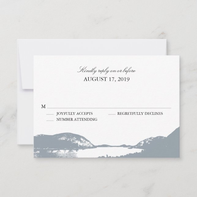 Mountain Lake Grey | RSVP pour mariage (Devant)