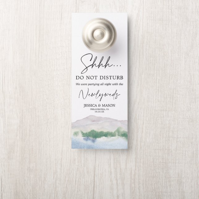 Mountain Lake Mariage Affichette de porte ne déran (Sur le bouton)