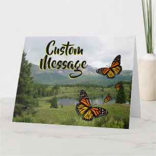 Mountain Lake Monarch Schmetterlinge Grußkarte Karte