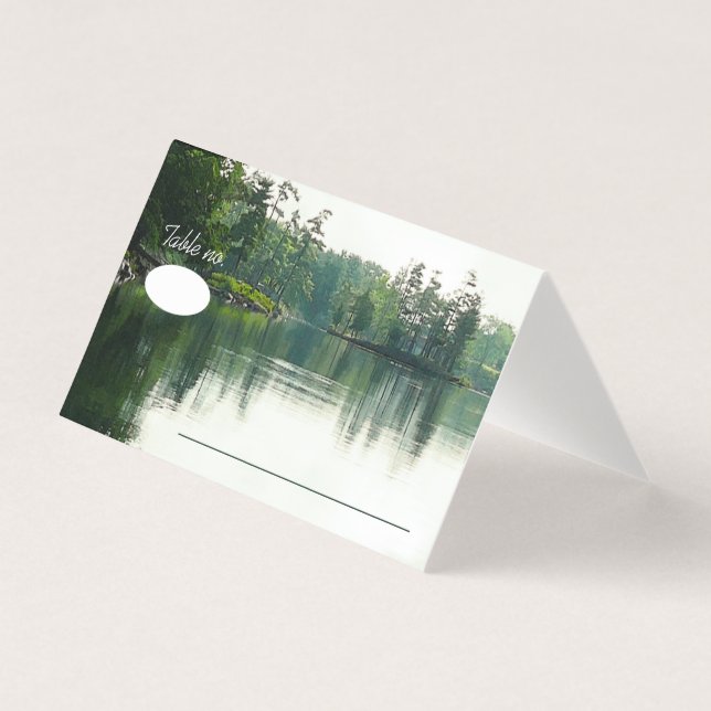 Mountain Lake Reflection Rustikale Hochzeitsgäste (Vorderseite)