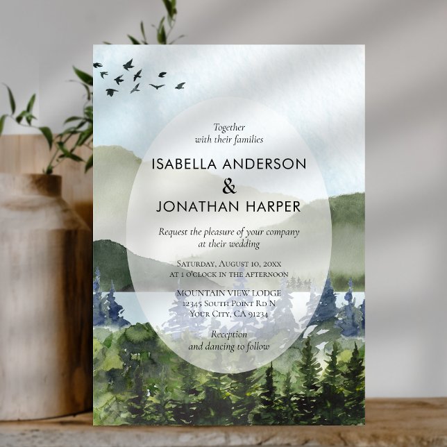 Mountain Lake River Forest Outdoor Wedding Einladung (Von Creator hochgeladen)