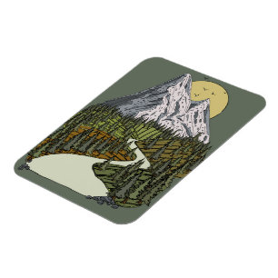 Mountain Lake Serenity: Sonnenuntergang-Abenteuer Magnet