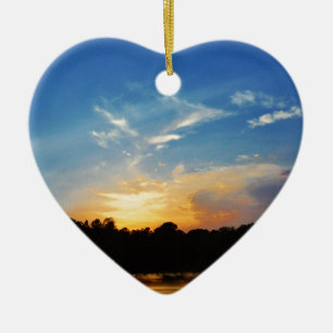 Mountain Lake Sunset Keramikornament