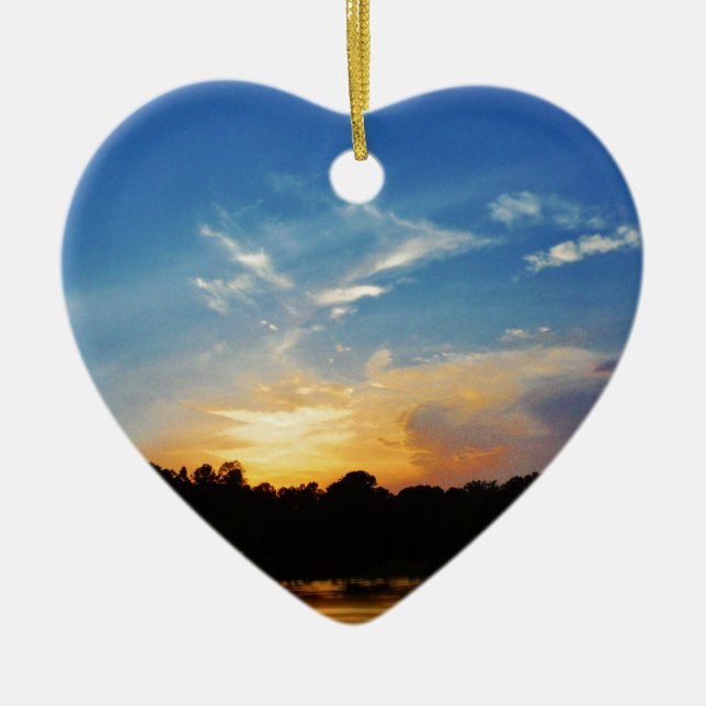 Mountain Lake Sunset Keramikornament (Vorne)