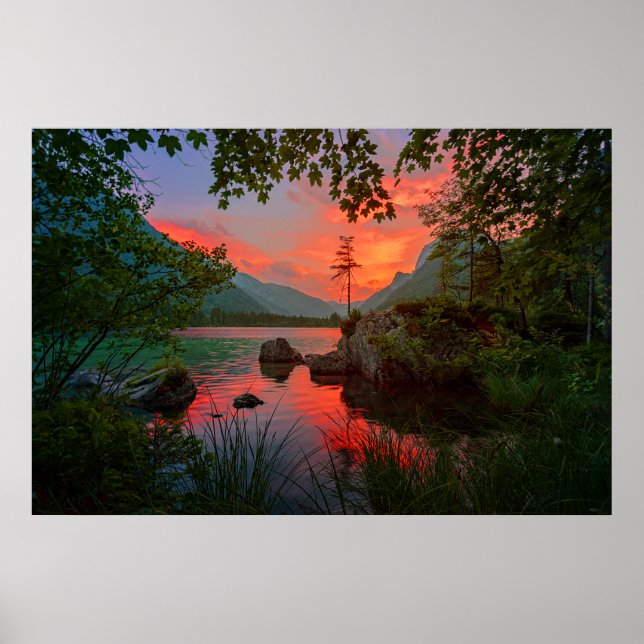 Mountain Lake Sunset Poster (Vorne)