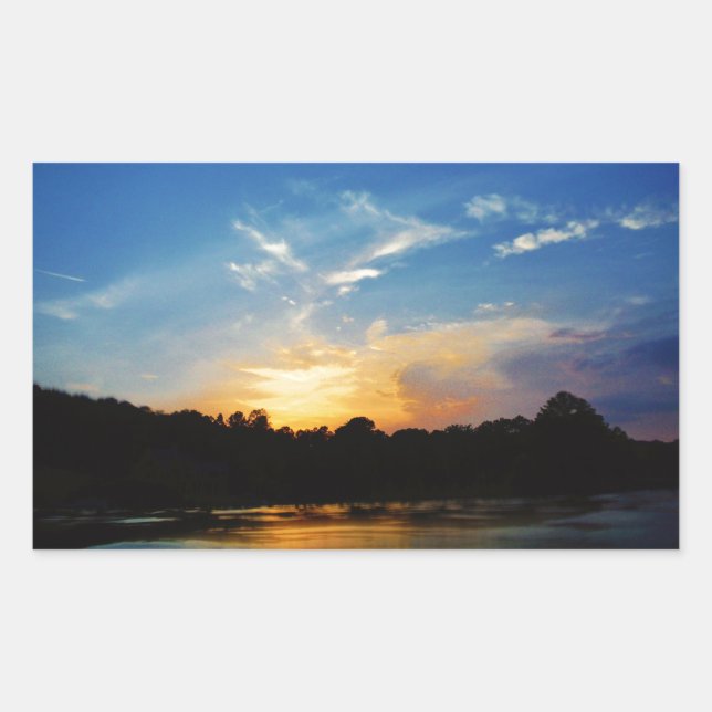 Mountain Lake Sunset Rechteckiger Aufkleber (Vorderseite)
