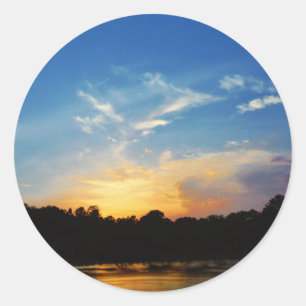 Mountain Lake Sunset Runder Aufkleber