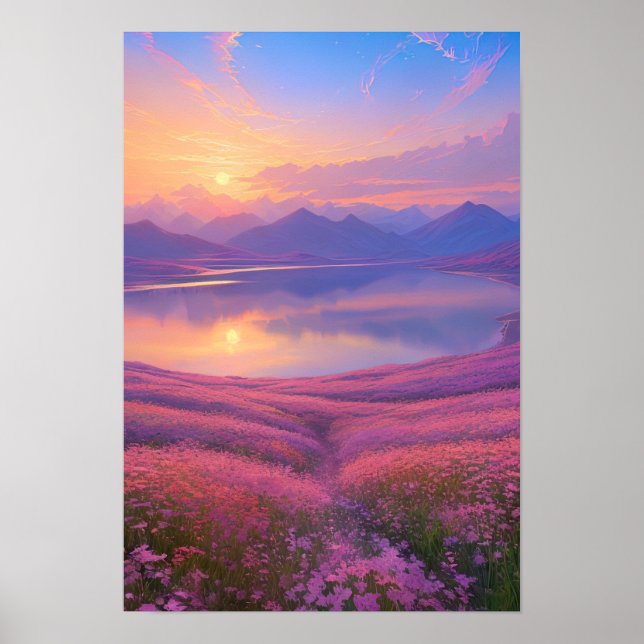 Mountain Lake Sunset Serenade Poster (Vorne)