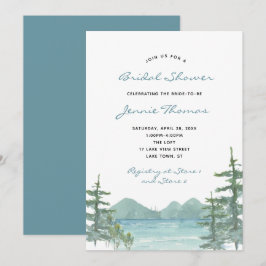 Mountain Lake Theme Wasserfarbe Brautparty Einladung