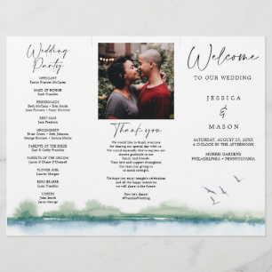 Mountain Lake Tri-Fold-Hochzeitsprogramm Flyer