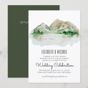 Mountain Lake Watercolor Einladung zur Hochzeit
