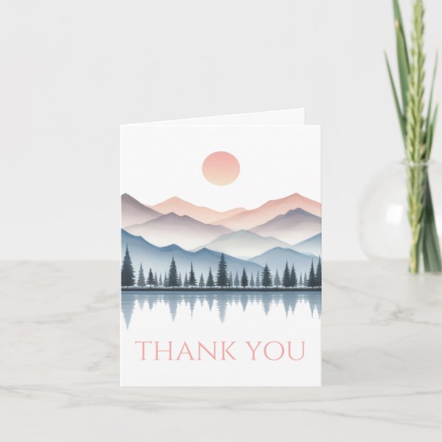 Mountain Lake Wedding Dankeskarte (Vorderseite)