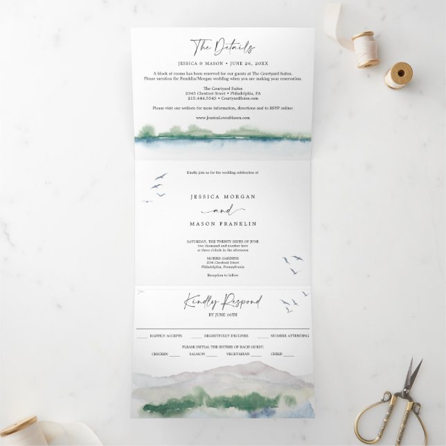 Mountain Lake Wedding Tri-Fold Einladungen UAWG (Innenseite)