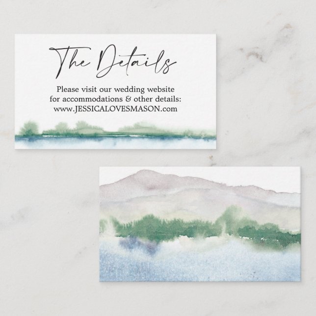 Mountain Lake Wedge Website Beilage Card Begleitkarte (Vorne/Hinten)