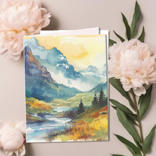 Mountain Landscape Bible Verse Coral Note Card
