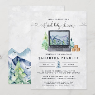 Mountain Laptop   Virtual Baby-Dusche Einladung