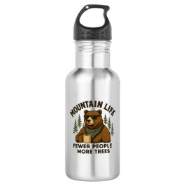Mountain Life, Fewer People More Trees Coffee Bear Edelstahlflasche