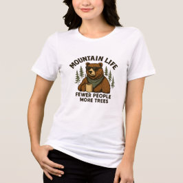 Mountain Life, Fewer People More Trees Coffee Bear Tri-Blend Shirt