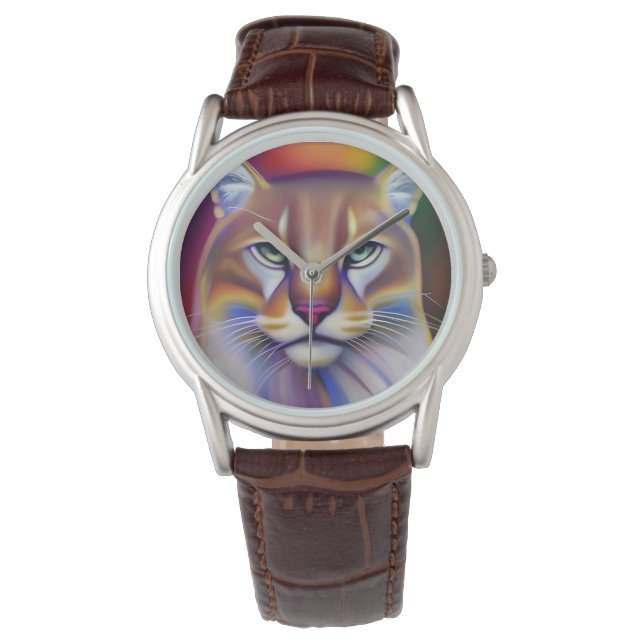 Mountain Lion Art Armbanduhr (Vorderseite)