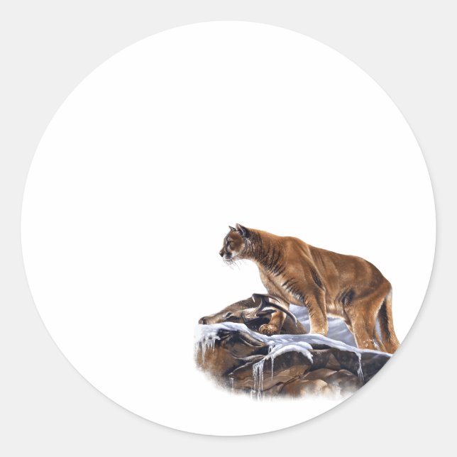 Mountain Lion Cougar Runder Aufkleber (Vorderseite)