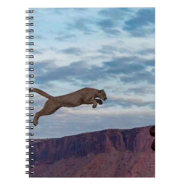 Mountain Lion Jumping Morning Skyjump,lion,animal, Notizblock (Vorderseite)