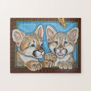Mountain Lion Puma Cub Niedlich Jigsaw Puzzle