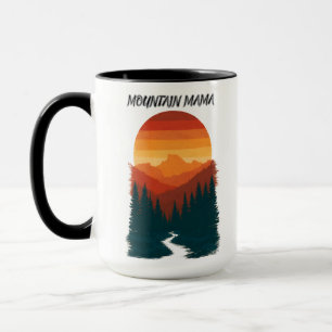 Mountain Mama Retro Sonnenuntergang Wald Grafik Tasse