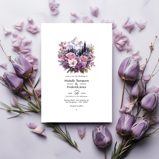 Mountain Mauve Floral Wedding Einladung (Von Creator hochgeladen)