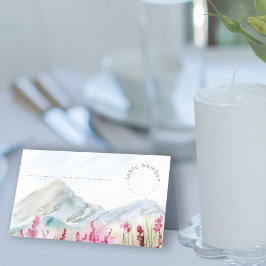 Mountain Meadow Watercolor Wedding Guest Platzkarte