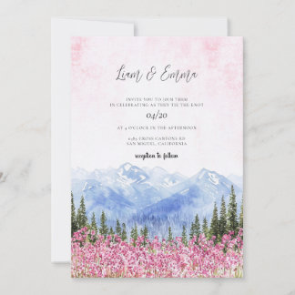 Mountain Meadow Watercolor Wedding Invitation Einladung