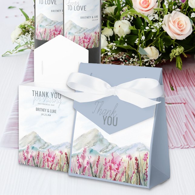 Mountain Meadow Wedding Wassercolor Landschaft Geschenkschachtel (Wedding thank you favor boxes from Mountain Meadow collection)