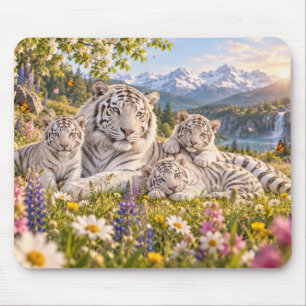 Mountain Meadow Weißer Tiger Familien Design Mousepad
