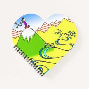 Mountain Meditation Cartoon Heart Shaped Notebook Notizbuch