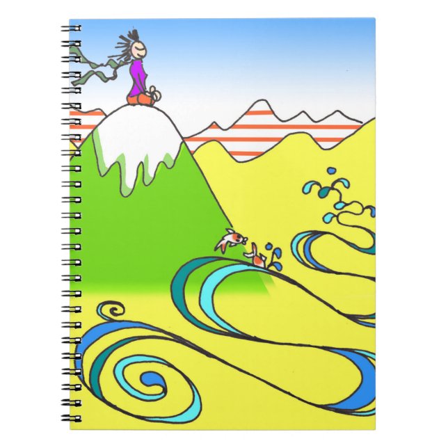 Mountain Meditation Cartoon Spiral Notebook Notizblock (Vorderseite)